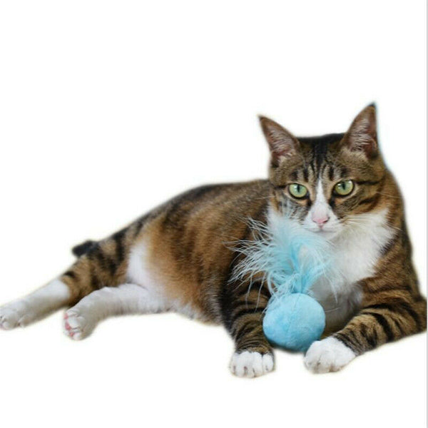 Sound flannel toys ball hair ring bell feather teaser cat toys pet cat supp J8N9