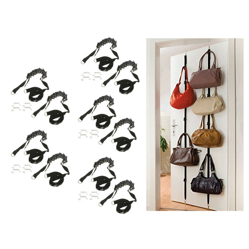 5 Pcs Black Over-the-Door 8 Hook Hanger