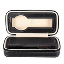 2 Grids PU Leather Travel Watch Storage Case Zipper Wristwatch Box Organize