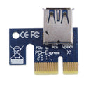 Blue PCI-E Express 1x to 16x Riser Card 6Pin USB 3.0 Cable for BTC Miner