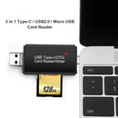 Type-C USB Micro SD/TF Card Reader 3 in 1 OTG Adapter Flash Drive for PC Phone