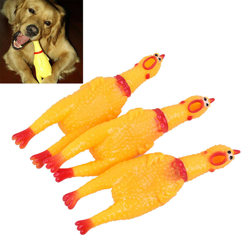 Dog Gadgets Novelty Yellow Rubber Chicken Pet Toys Novelty Screaming Chick N Bj