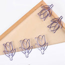 12 Pcs/Box Purple Paper Clip Tulip Shaped Bookmark Stationery For Diy Diary T1U6