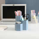 3 Lattices Makeup Brush Storage Box Cosmetics Pen Holder Organizer (Blue) A