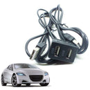 Car Dual USB Port 3.5mm AUX USB Extension Cable Lead Headphone Male Jack Adapter