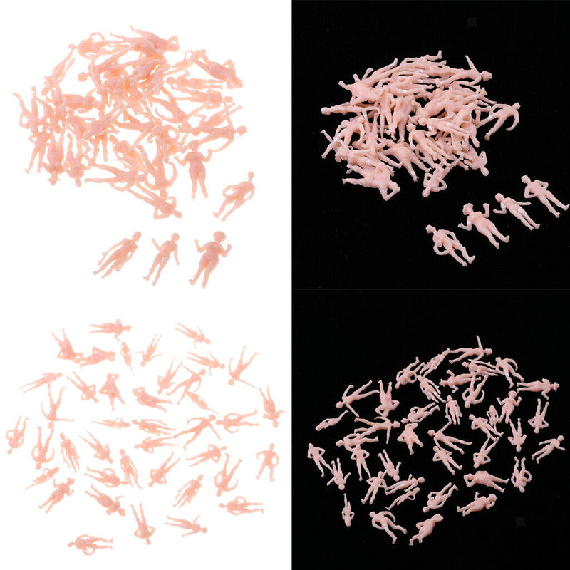 2 Sets 1/87 Scale Beach Crowd Action Figures HO Train Roadway Scene Building