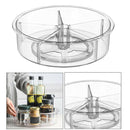 Lazy Susan Divided Turntable Storage Container, Clear Round Organizer Box