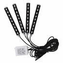 4X/Set 9LED Car Interior Floor Atmosphere Light Strip Remote Control Colorful