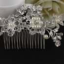 Crystal Rhinestone Wedding Flower Pearls Hair Clip Hair Comb Women Bride-.AU
