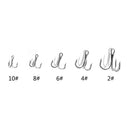 51pcs Fishing Hooks High Carbon Steel Overturned Treble Hooks w/Plastic Box
