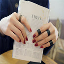 Wild Black Ring Set Women Stack Plain Above Knuckle Ring Band Midi Rings 3PCS