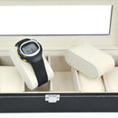Faux Leather 6 Grid Watch Display Box Case Black Storage Organizer