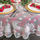 White Snowflake Christmas Tree Lace Round Tablecloth for Wedding Parties Ba X4Z4