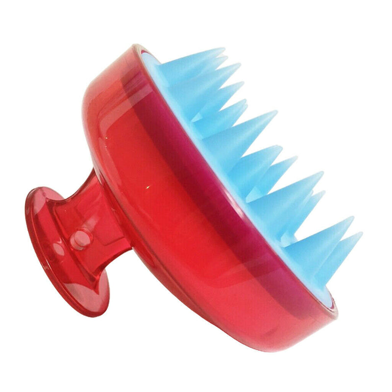 Silicone Shower Shampoo Body Wash Dandruff Brush Hair Scalp Massager Shiny red