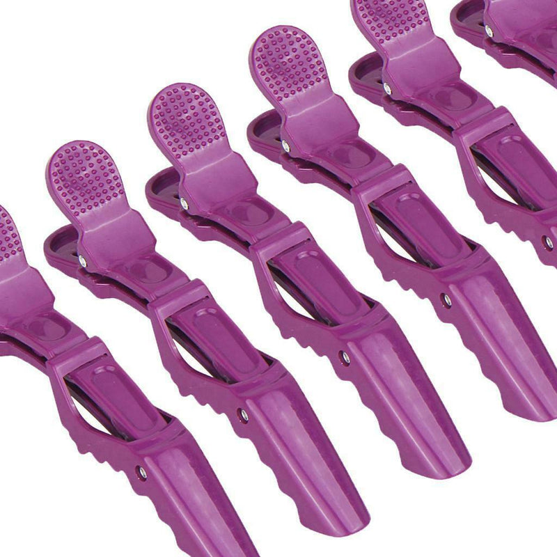 6Pcs Professional Hair Sectioning Clips Duckbill Clamp Extra Large Purple
