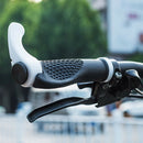 1Pair Ergonomic Rubber Bicycle Handlebar Grips w/ Aluminum Bar Ends (Ivory)