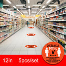 Set 5 Social Distancing Safety Floor Decals Stickers Notice Caution Shop E