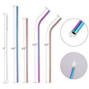1X(Stainless Steel Straws 10.5 Inch 8.5 Inch Reusable Rainbow Straws For 30