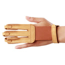 Handmade Brown PU Leather Three Finger Archery Glove Single Piece for Right Left