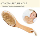 100% Natural Boar Bristle Body Brush With Contoured Wooden Handle