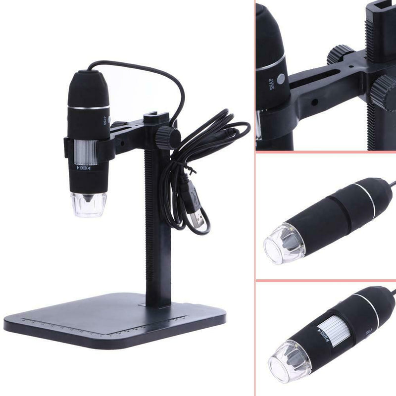1000X 8 LED 2MP USB Digital Microscope EndoscopeMagnifier Camera+Lift Stand