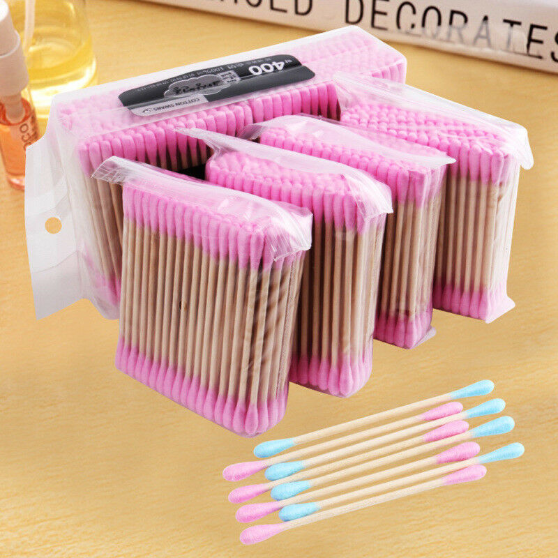 400PCS Double Head Cotton Buds Swab Tip Sticks Wooden Q-tips Applicato Makeup