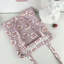 Women Canvas Handbags Tote Heart Letter Reusable Portable Shopping Shoulder Bag