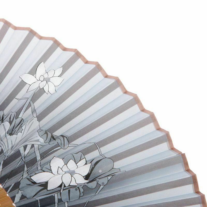 Silk hand fan Lotus folding fan bamboo-gray U3E5