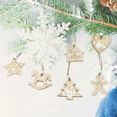 6pcs Hemp Rope Wooden Christmas Pendent Xmas Tree Hanging Ornaments Party Decor