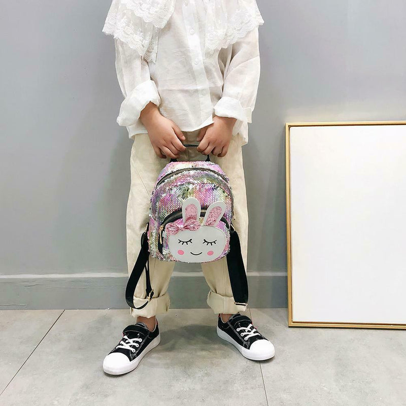 Women Rabbit Sequin Backpacks Girl Travel Shoulder School Bags (Multicolor)