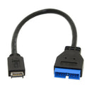 20cm Type-E To 20 Pin Adapter Cable Black Durable USB 3.1  Motherboard