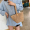 Women Handmade Straw Woven Shoulder Bags Beach Messenger Handbags (Brown)