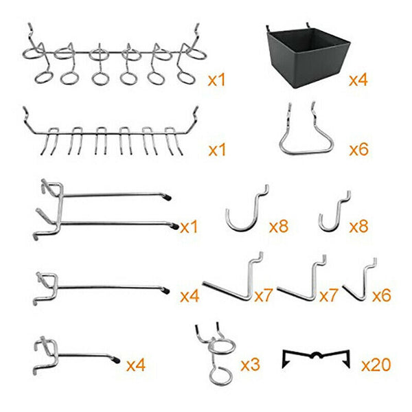 81Pcs Pegboard Hooks Assortment With Pegboard Bins Peg Locks Tools OrganizeS Hn