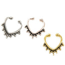 Faux Non Piercing Beaded Heart SEPTUM Nose ClipOn Hanger RINGS Stud Color:A Z5C7