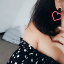 Acrylic Fashion Heart Shaped Lady Sweet Asymmetric Red Earrings