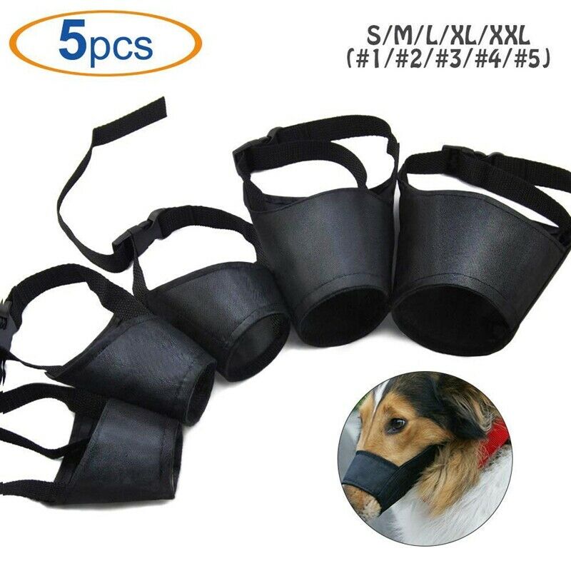 Dog Muzzles Suit,5PCS Adjustable Dog Mouth Cover Anti-biting Barking Muzzle I9V3