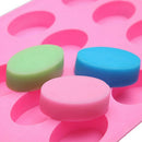 16 Cavity Oval Shape Soap Bake Mold Silicone Mould Tray Homemade Craft  O YA BX