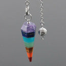 Rainbow Natural Stone Crystal Point Pendulum Dowsing Chakra Scrying Dowser