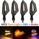 4X Motorcycle 18 LED Turn Signal Indicator Blinker + Blue DRL + Red Bra GNW