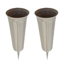 2Pcs Plastic Stake In Ground Memorial Grave Fluted Flower Vases Container