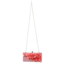 Lady Satin Clutch Bag Flower Evening Party Wedding Purse Chain Shoulder Han O1H8