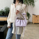 Retro Women Tote Bag Soft PU Shoulder Handbag Female Cloud Clutch (Purple) A