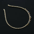 Women Clear Pink Brown Faux Crystal Beads Tinsel Narrow Hair Hoop Headband H1K1