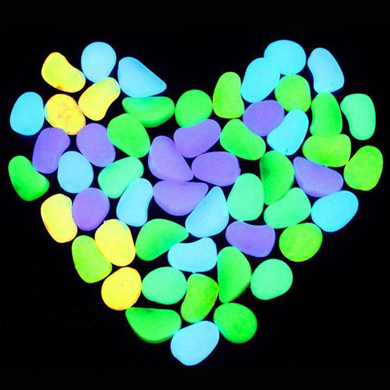 20x Luminous Glow in Night Artificial Pebble Stone Aquarium Fish Tank Decor Tool