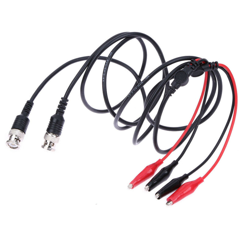 2pcs 110cm BNC Q9 to Dual Alligator Clip Oscilloscope Test Probe Leads A