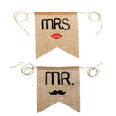 Mr Mrs Burlap Wedding Banner Chair Flag Bunting Rustic Sign Decorations