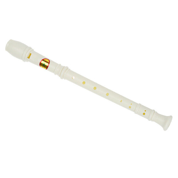 Students Off White Plastic 8 Holes Flute Recorder w Cleaning Stick