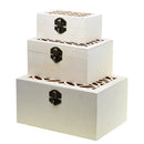 3pcs Natural Unfinished Wood Rectangle Wooden Jewelry Gift Box Storage Case