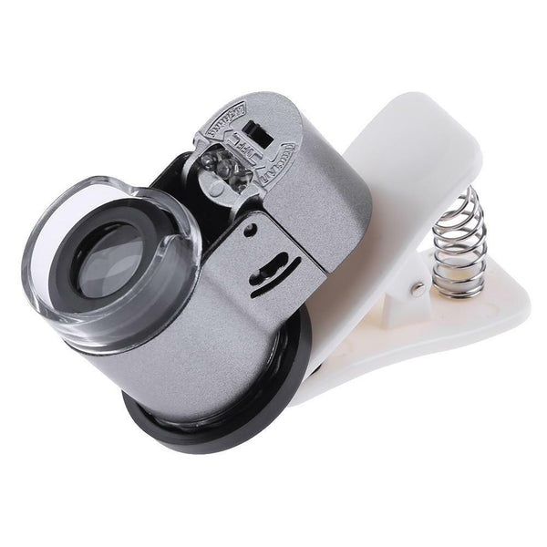 65X Zoom Clip-on Microscope LED + UV Light Magnifier Micro Lens for Mobile Phone