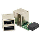 9-Pin Motherboard To 2 Ports Usb 2.0 A Female Internal Header Adapter